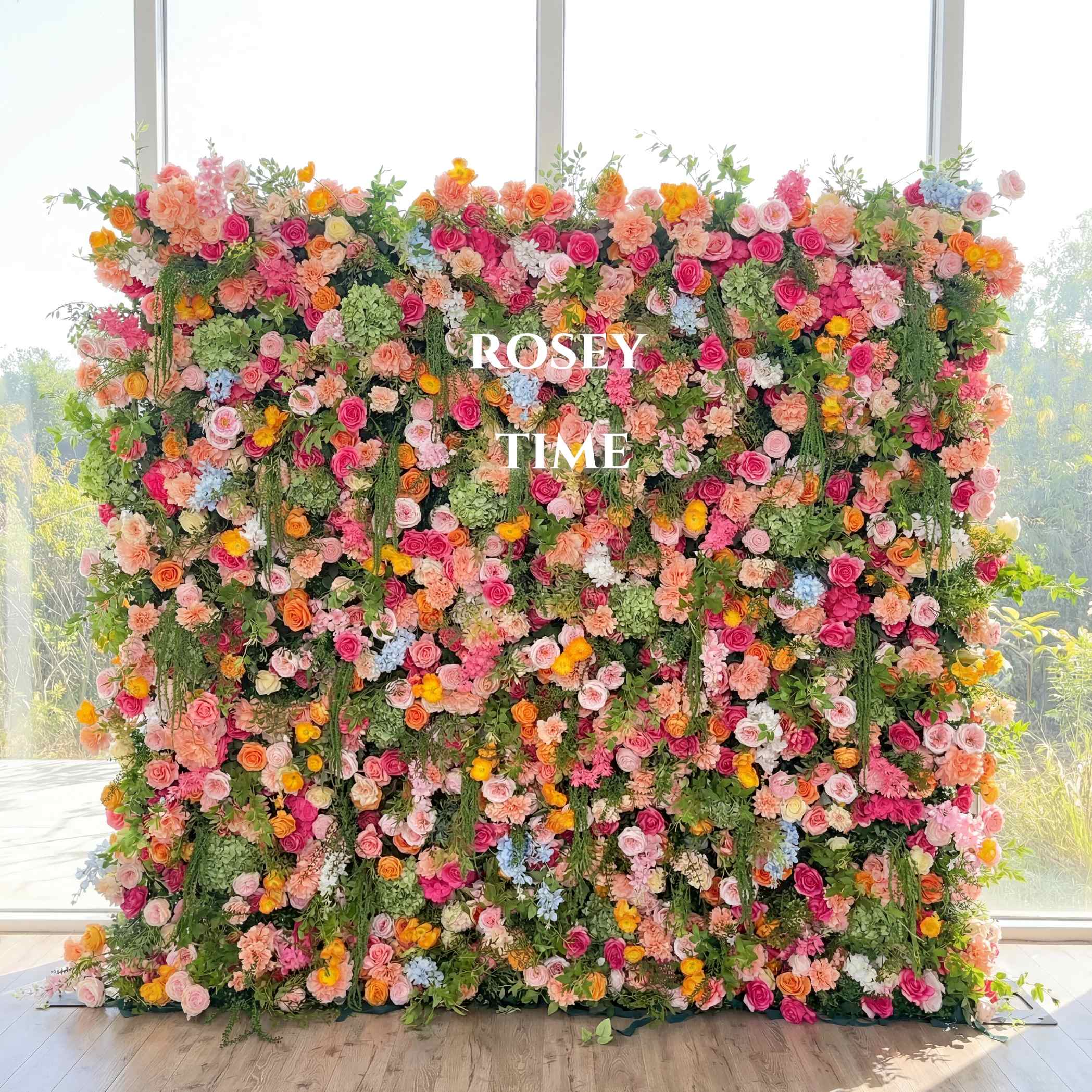 Roseytime 5D Lush Frenzy Flower Wall Roll Up Fabric Back #RTW188