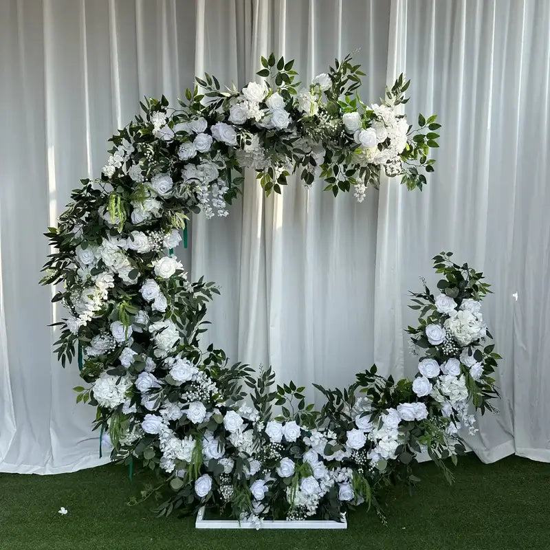 RoseyTime White Green Moon Crescent Arch Fabric Back #RTA054