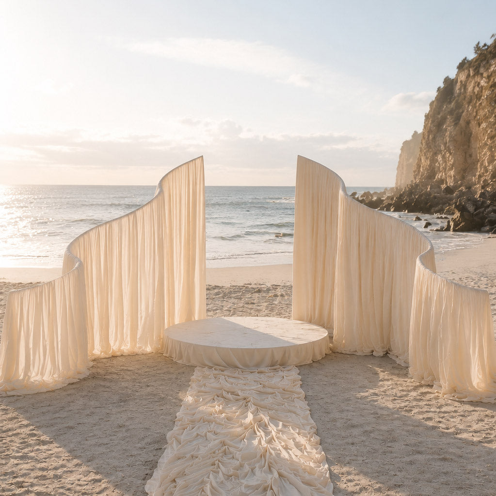RoseyTime White/Champagne Wedding Stretch Drapes Set 16pc