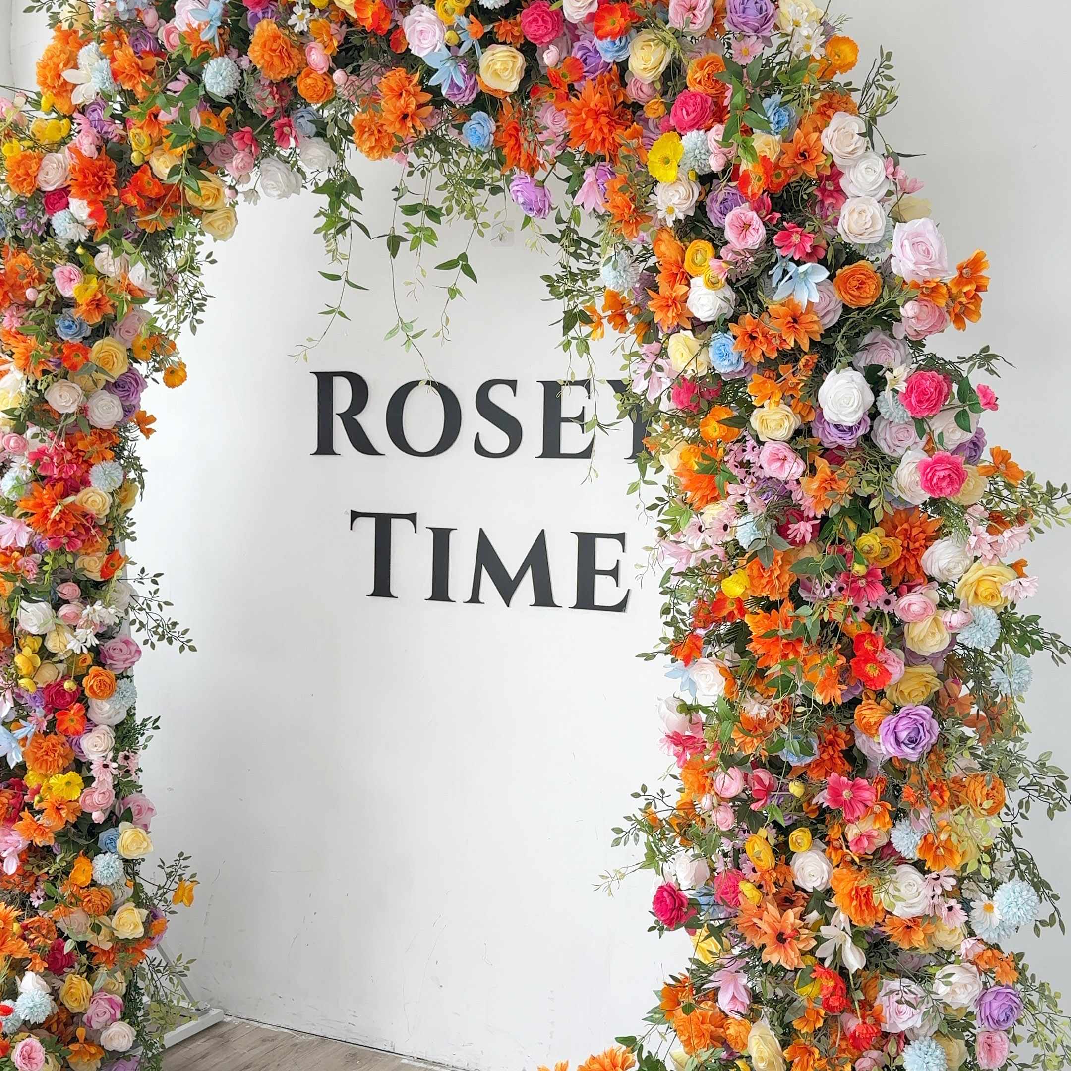 Roseytime Colorful Flower Round Arch With Frame #RTA023