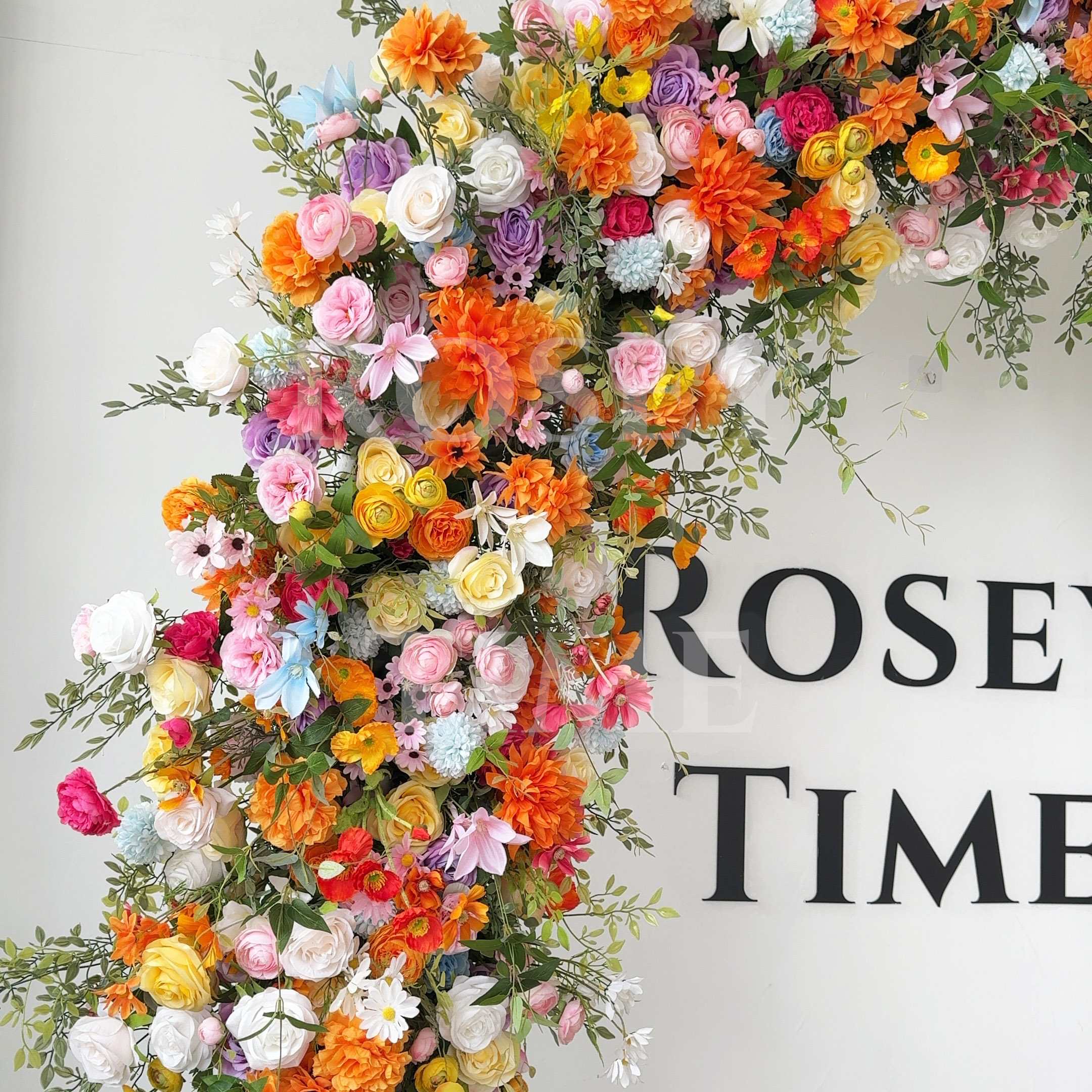 Roseytime Colorful Flower Round Arch With Frame #RTA023
