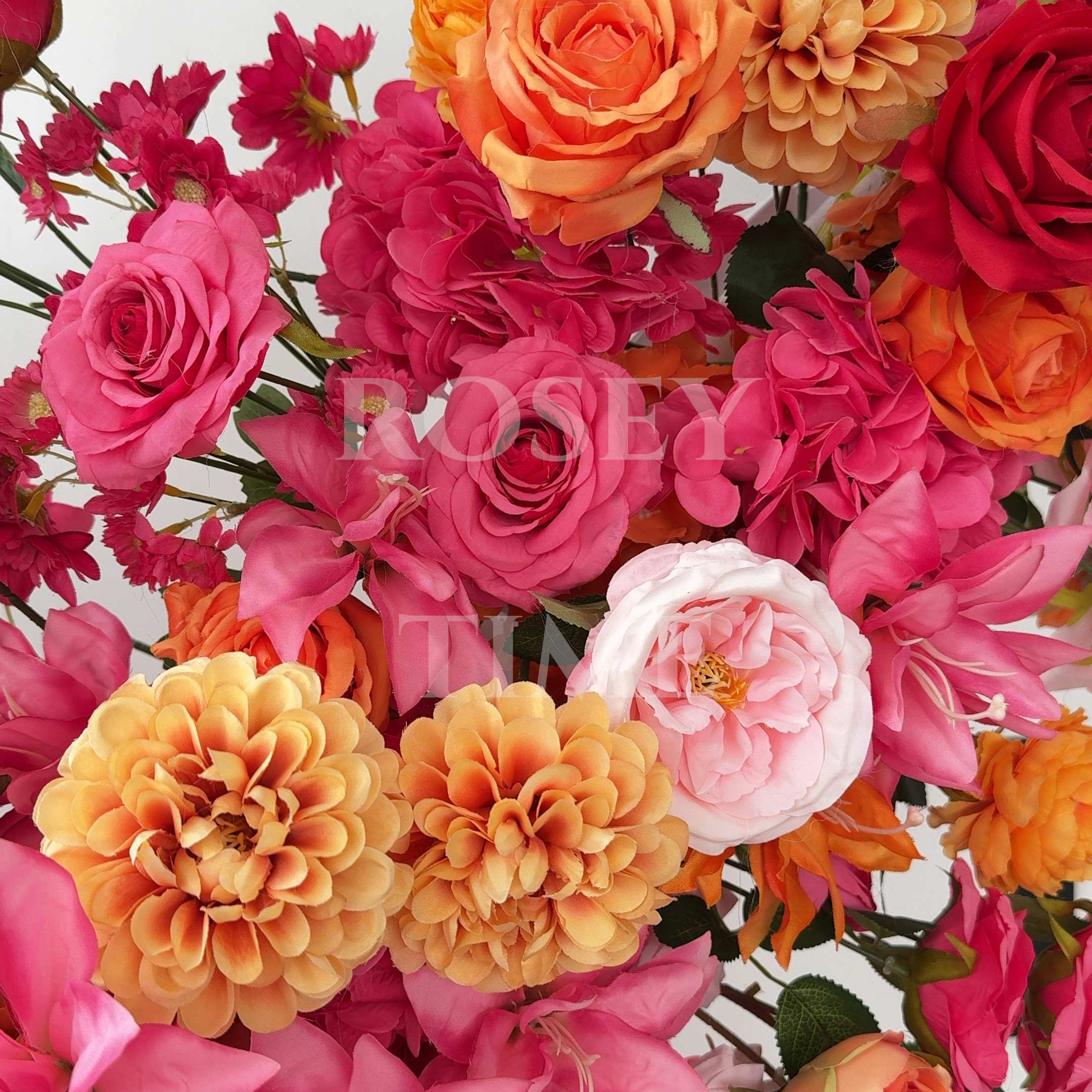 Roseytime Fuchsia&Orange Flower Pillars Arch with Frame #RTP067