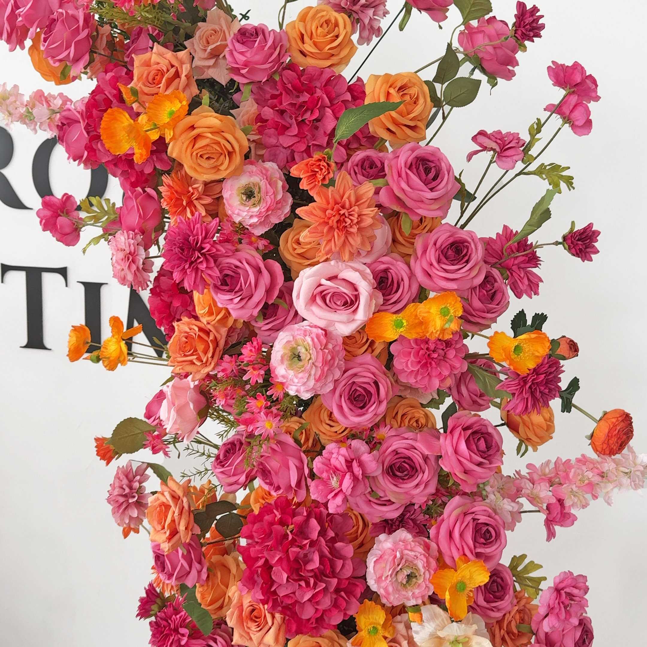 Roseytime Orange Flower Pillars Arch with Frame #RTP098