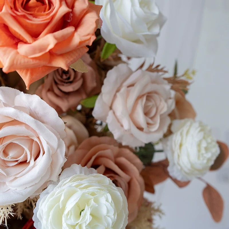 Roseytime Autumn Orange&Brown Arch Flowers Decor Set For Wedding&Event