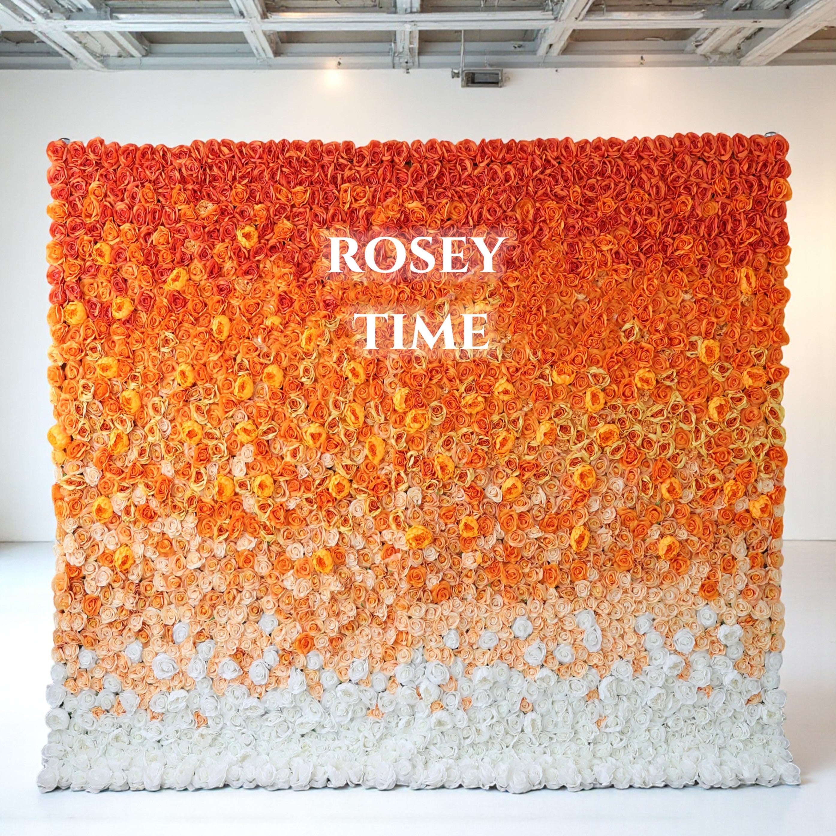 Roseytime 2D Orange Flower Wall Roll Up Fabric Back #RTW338