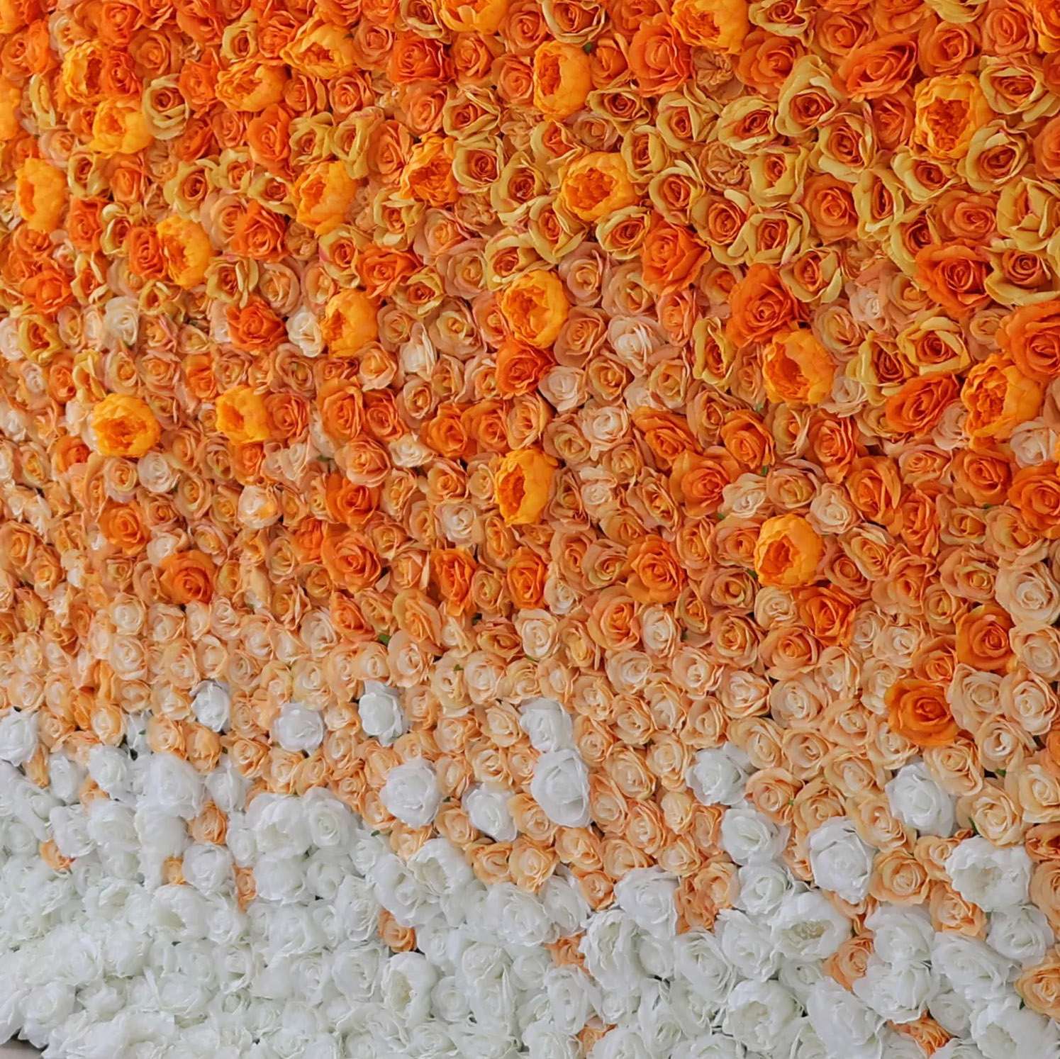 Roseytime 2D Orange Flower Wall Roll Up Fabric Back #RTW338