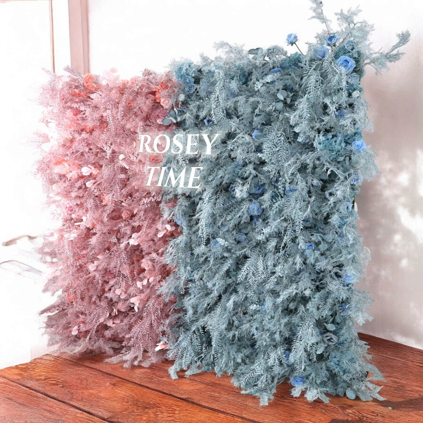 Roseytime 5D Gender Reveal Pampas Flower Wall Roll Up Fabric Back #RTW221