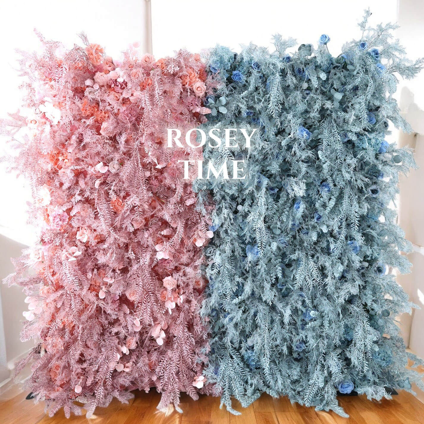 Roseytime 5D Gender Reveal Pampas Flower Wall Roll Up Fabric Back #RTW221