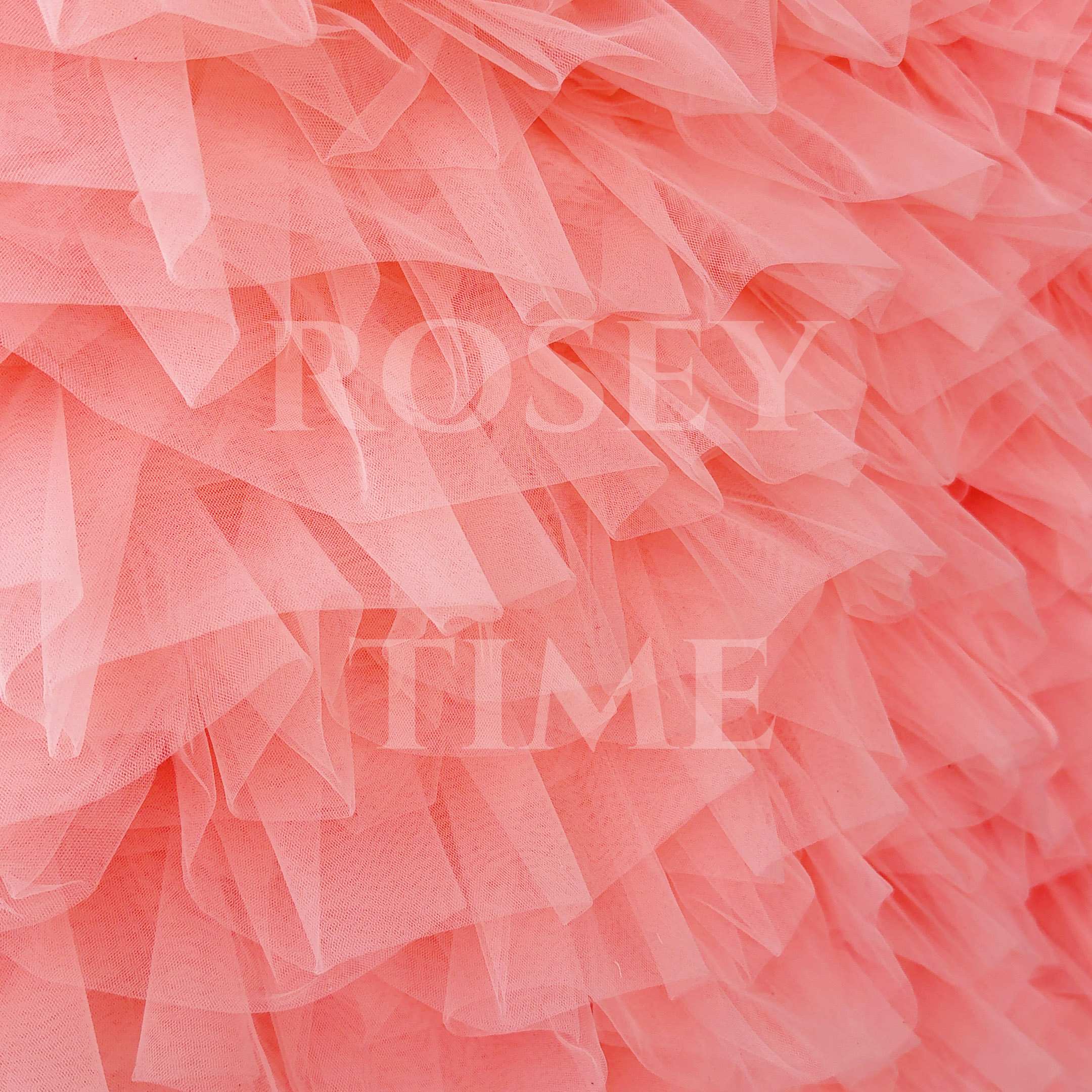 Roseytime Peach Pink Tulle Butterfly Backdrop Wall Roll Up Fabric Back #RTW391
