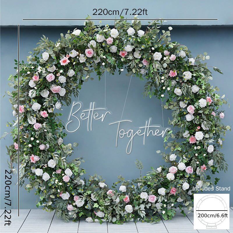RoseyTime Circle Green Flower Arch Green Fabric Back