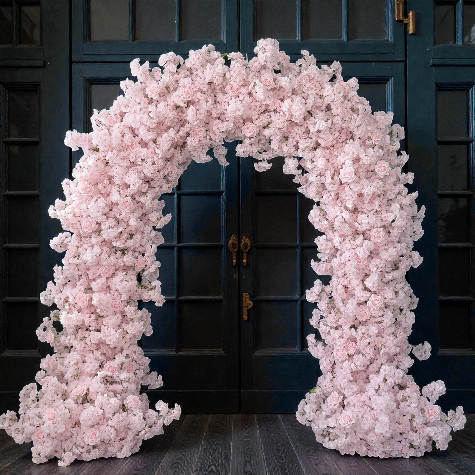RoseyTime Pink Cherry Blossoms Flower Arch n-shape Round Arch #RTA157