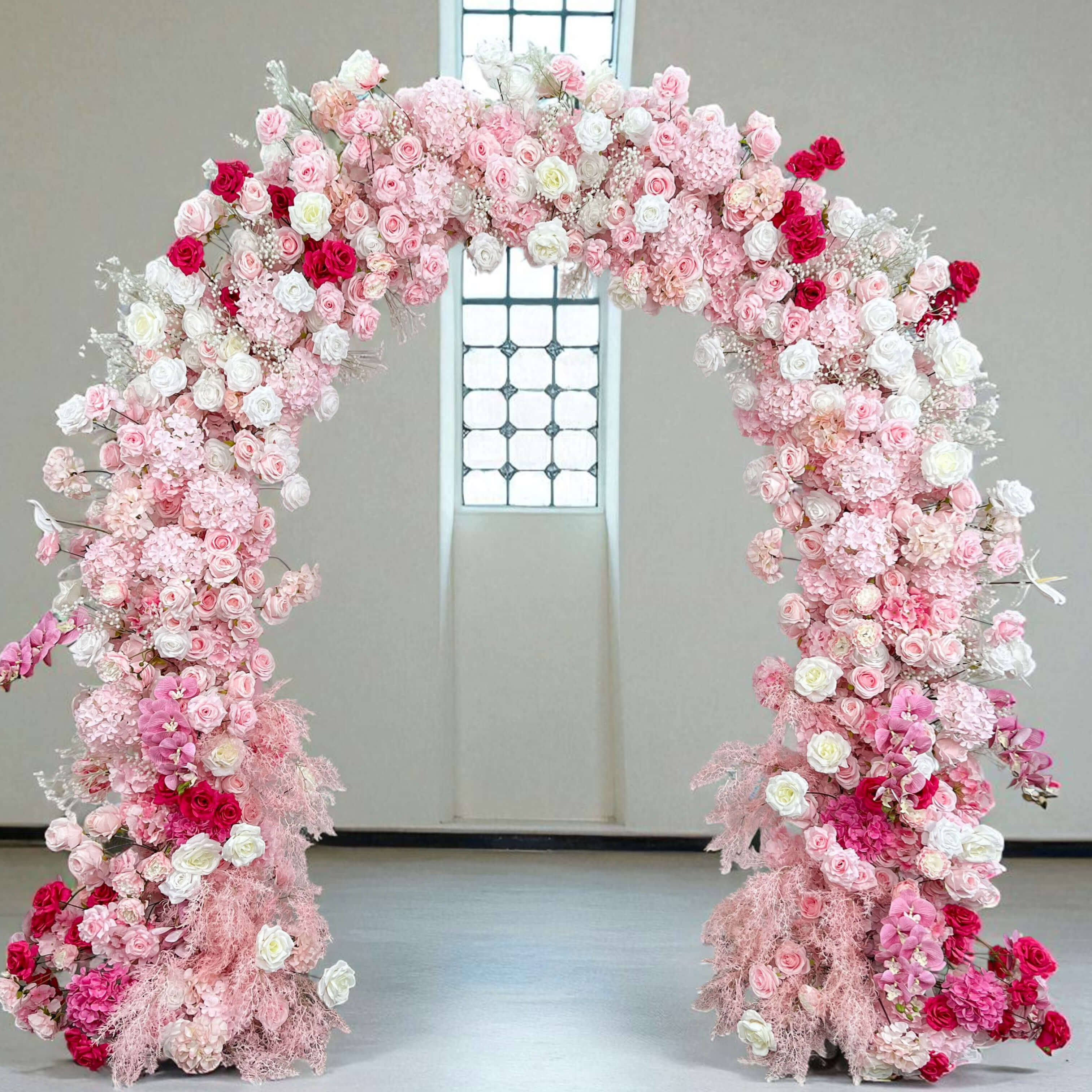 RoseyTime Pink Flower Arch n-shape Round Arch #RTA131