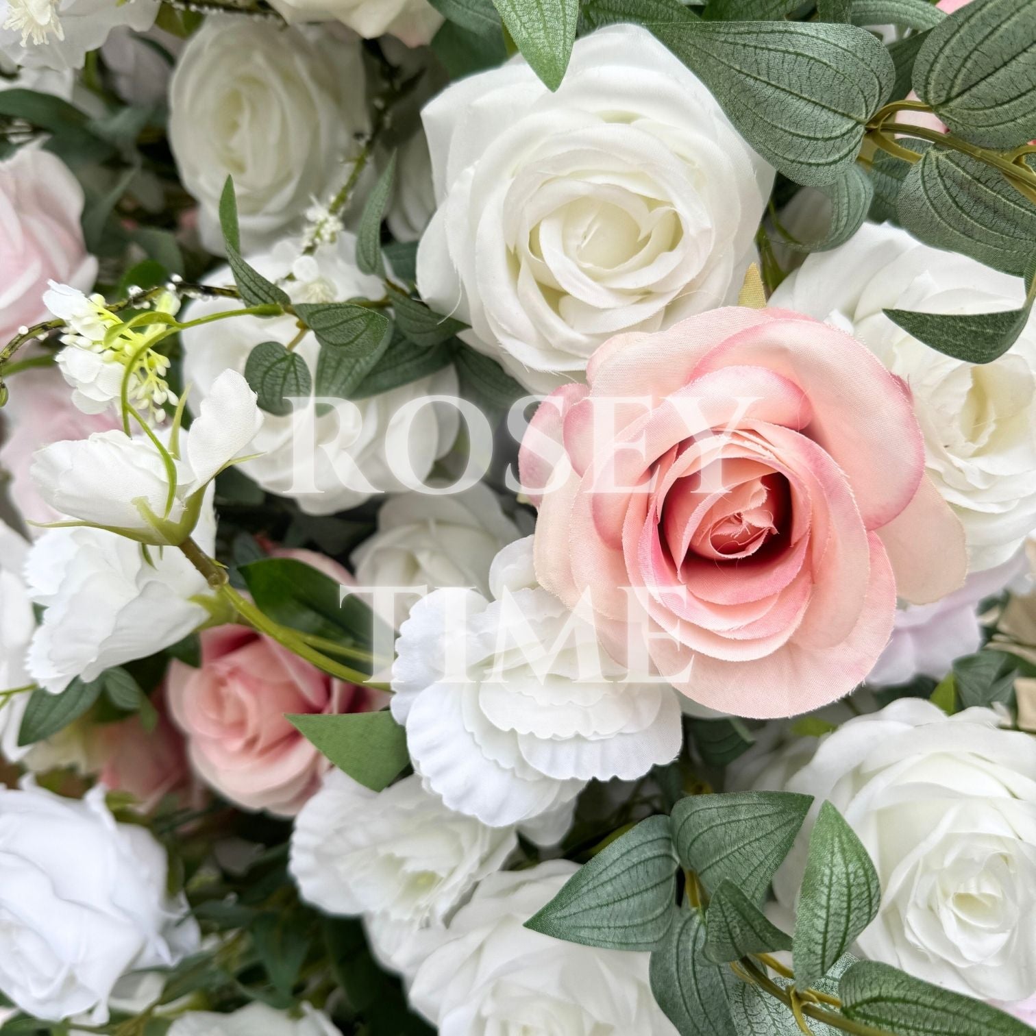 RoseyTime White&Pink Flower Arch n-shape Round Arch #RTA109
