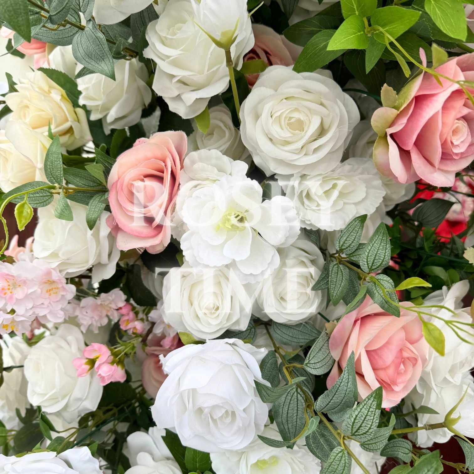 RoseyTime White&Pink Flower Arch n-shape Round Arch #RTA109