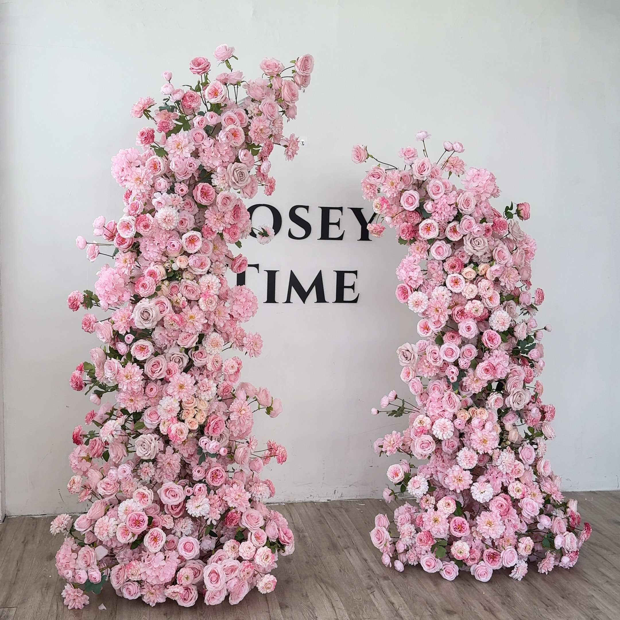 Roseytime 2026 Pink Flower Pillars Arch with Frame #RTP093