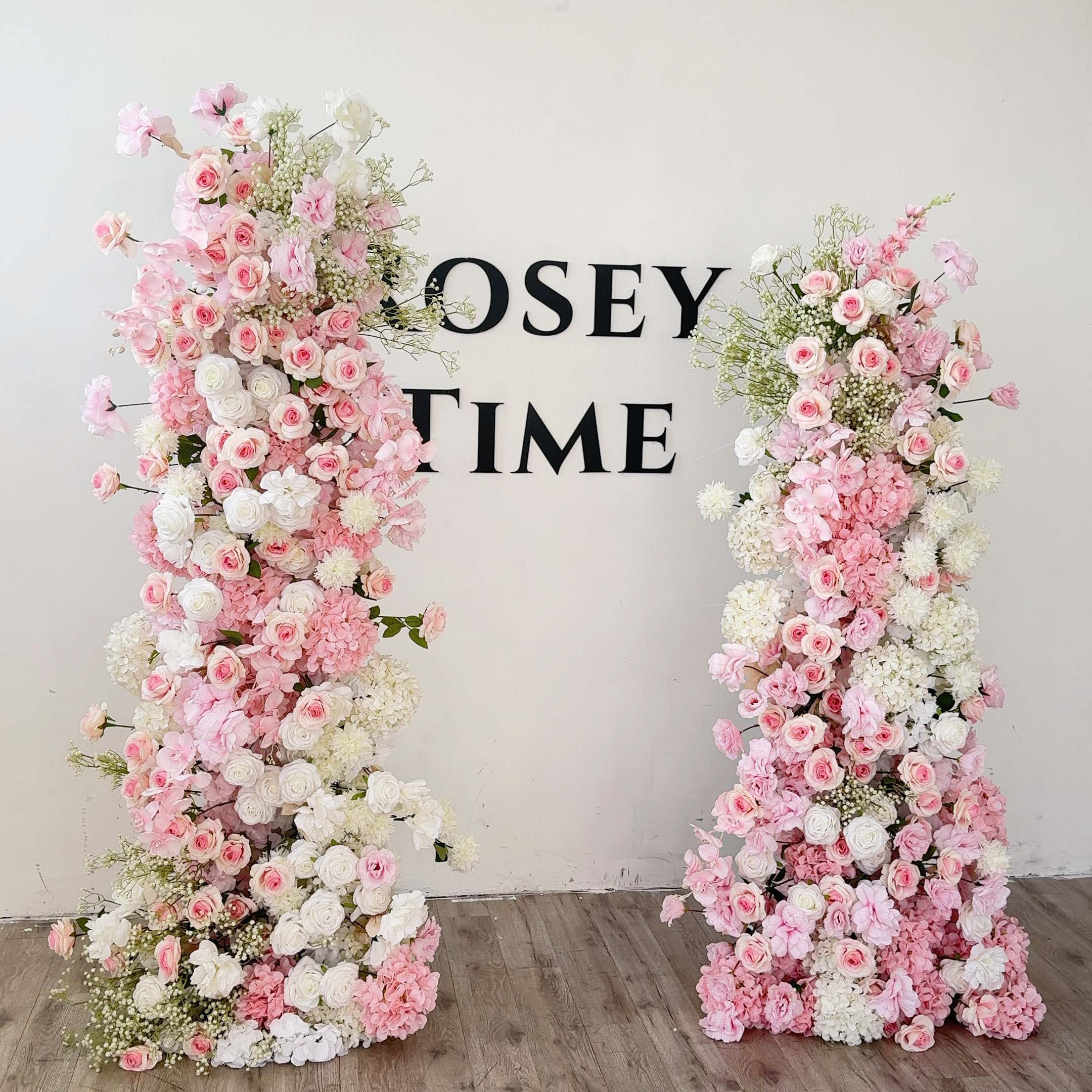 Roseytime Pink Flower Pillars Arch with Frame #RTP046