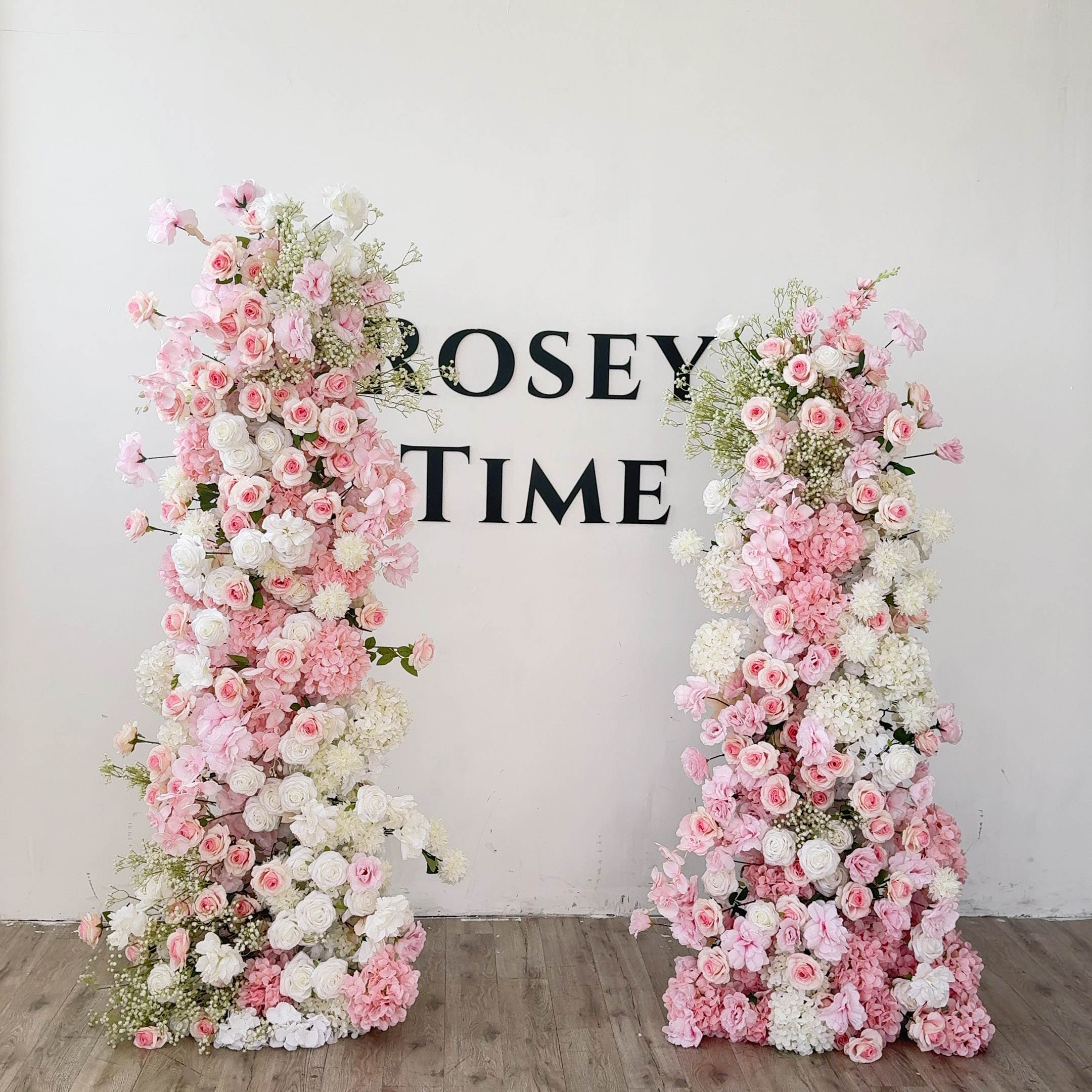 Roseytime Pink Flower Pillars Arch with Frame #RTP046
