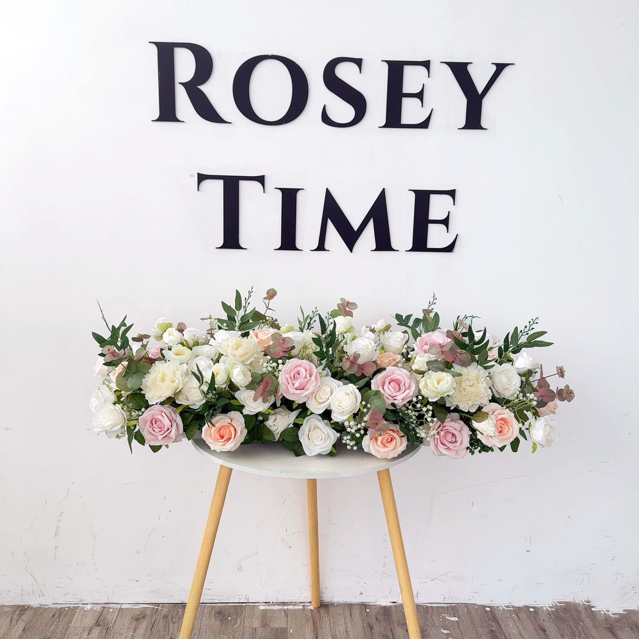 Roseytime Pink&White Wedding Flower Runner #RTR051