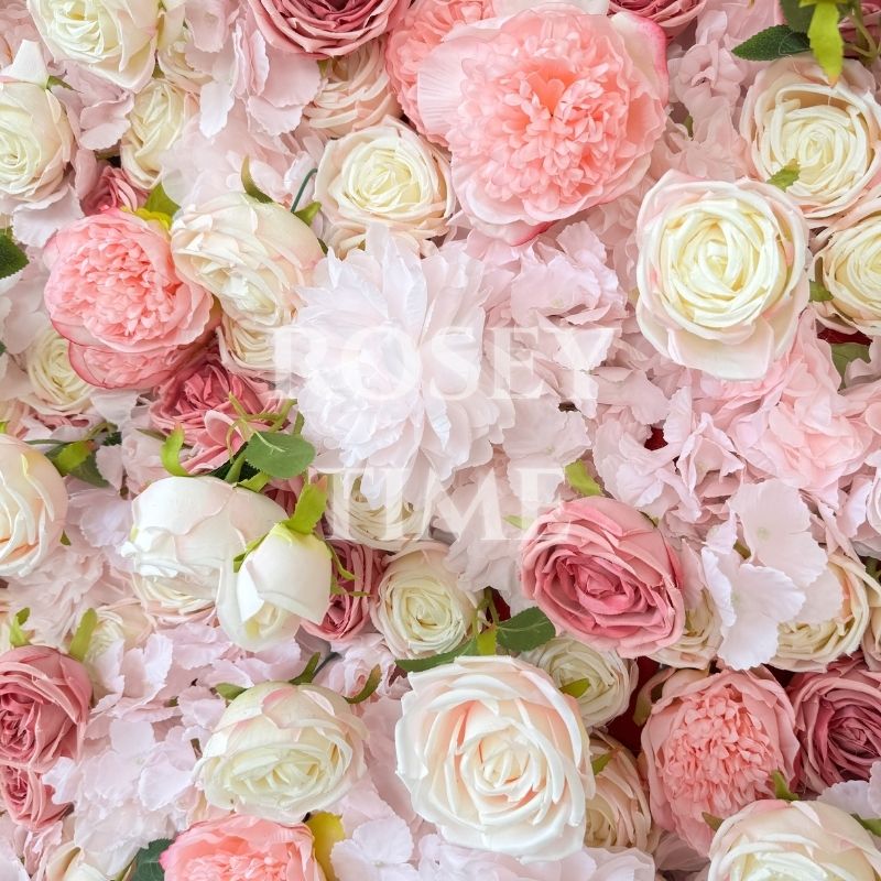 Roseytime 5D Pink&Champagne Flower Wall Roll Up Fabric Back #RTW227