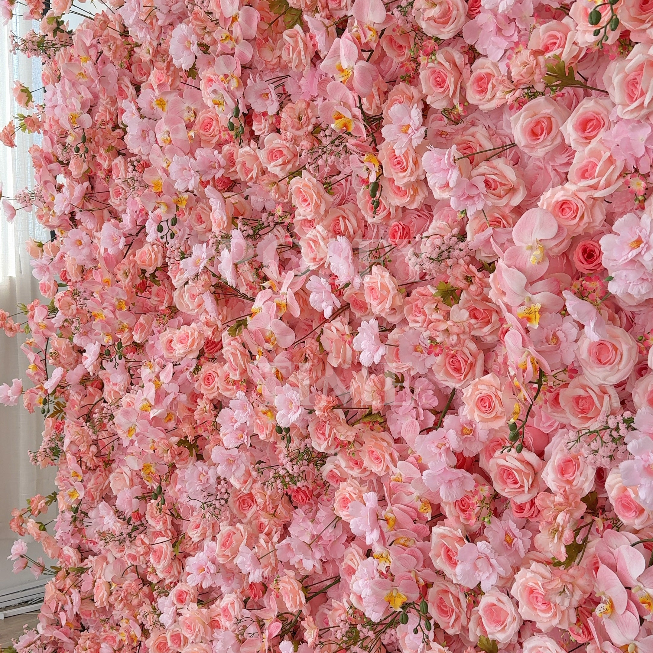 Roseytime 5D Pink Flower Wall Roll Up Fabric Back #RTW133