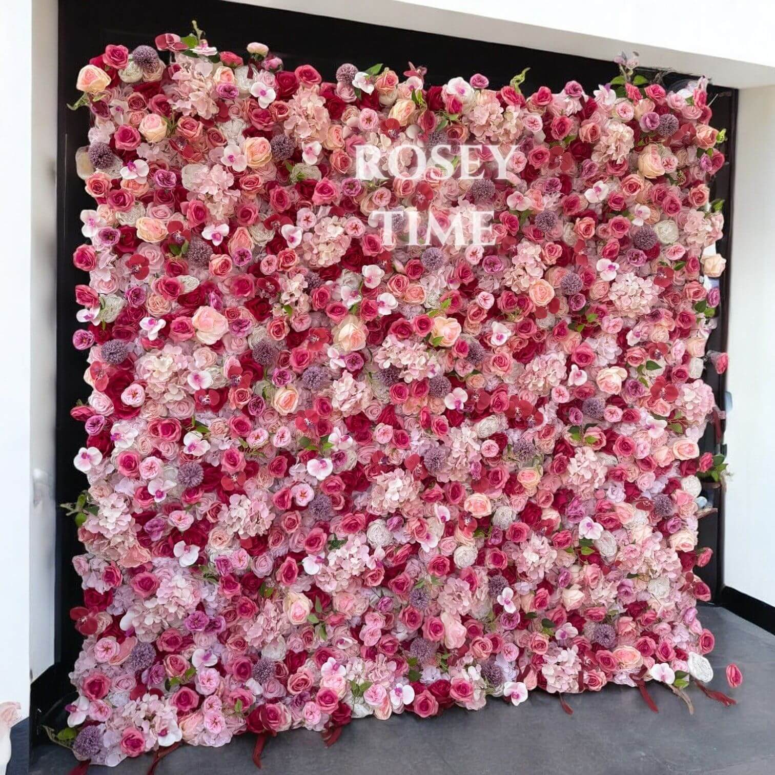 Roseytime 5D Hot Pink Flower Wall Roll Up Fabric Back #RTW162
