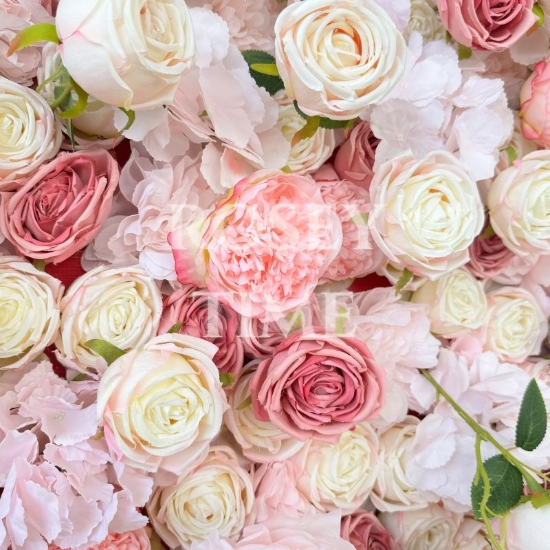 Roseytime 5D Pink&Champagne Flower Wall Roll Up Fabric Back #RTW227