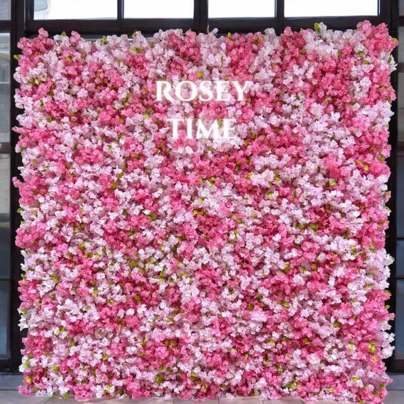 Roseytime 5D Pink Cherry Blossoms Flower Wall Roll Up Fabric Back #RTW200