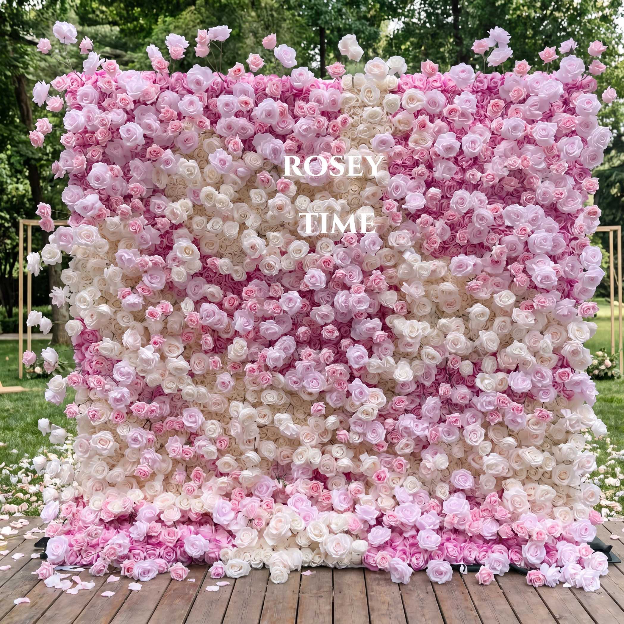 Roseytime 5D Pink Flower Wall Roll Up Fabric Back #RTW093