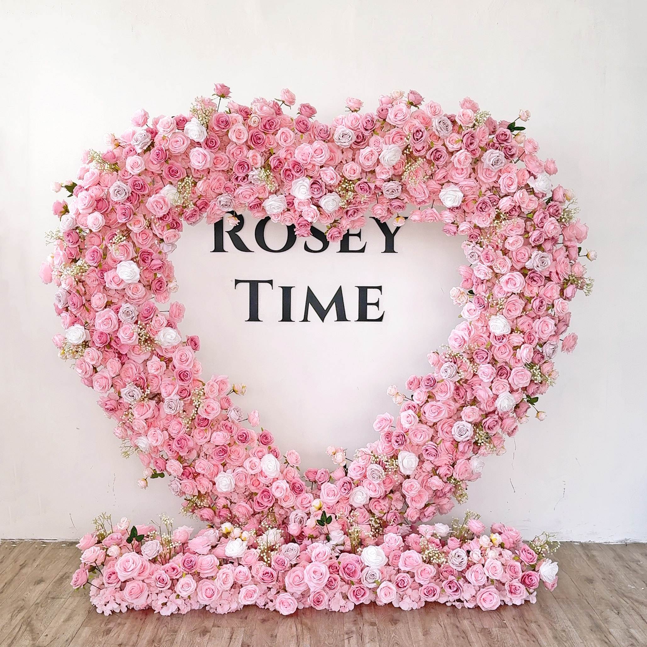 💗Sale: Pink Heart Artificial Flower Arch Foam Back Set With Frame