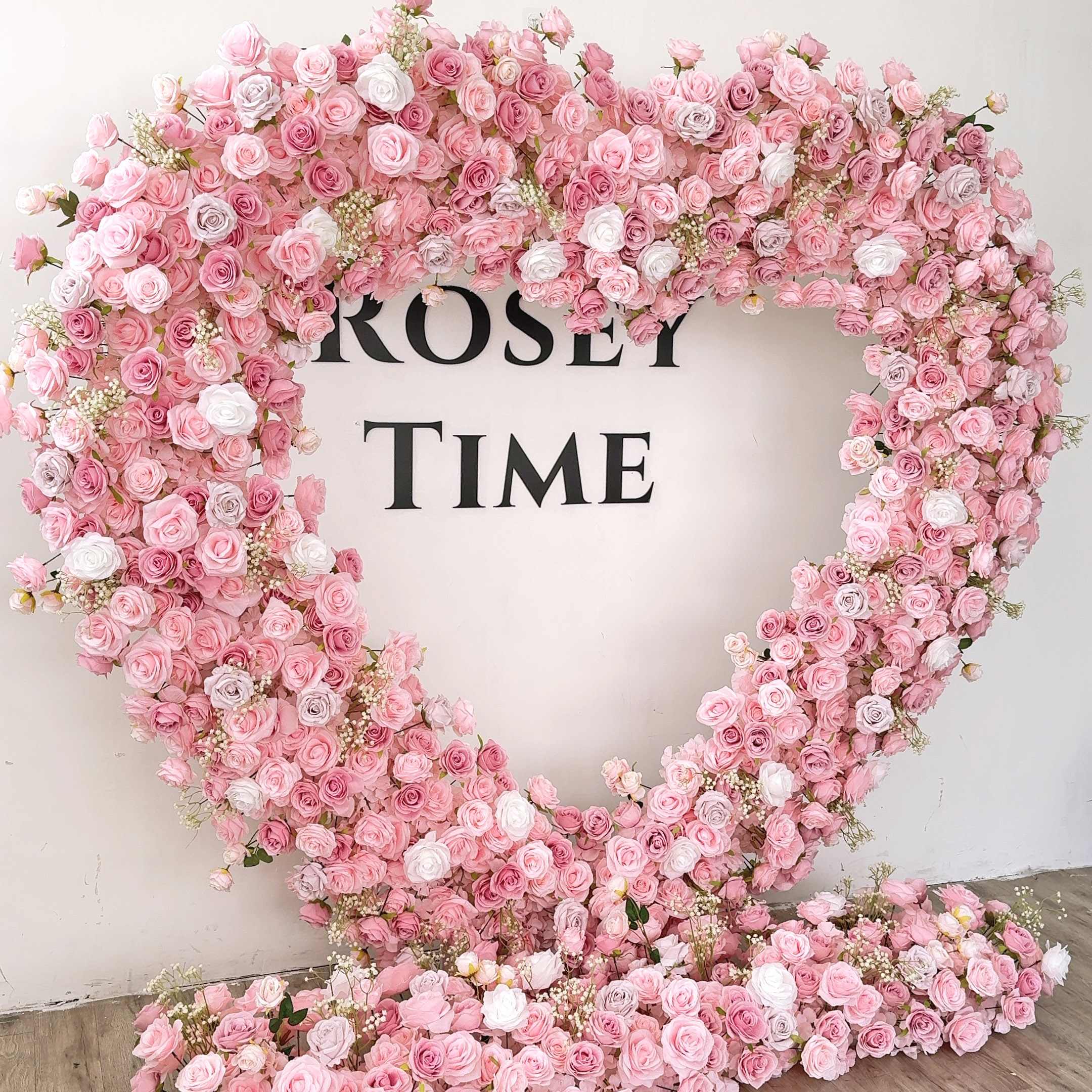 💗Sale: Pink Heart Artificial Flower Arch Foam Back Set With Frame