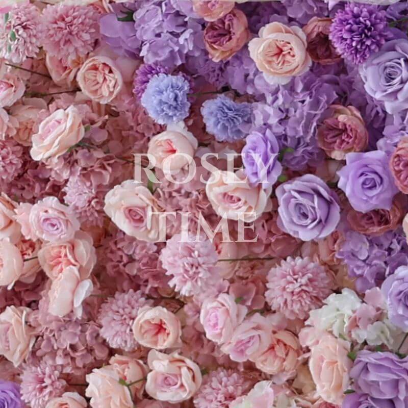 Roseytime 5D Purple&Pink Flower Wall Roll Up Fabric Back #RTW220