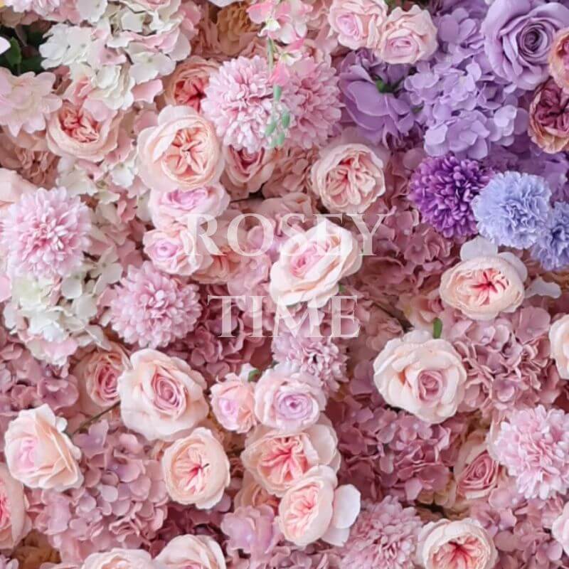 Roseytime 5D Purple&Pink Flower Wall Roll Up Fabric Back #RTW220