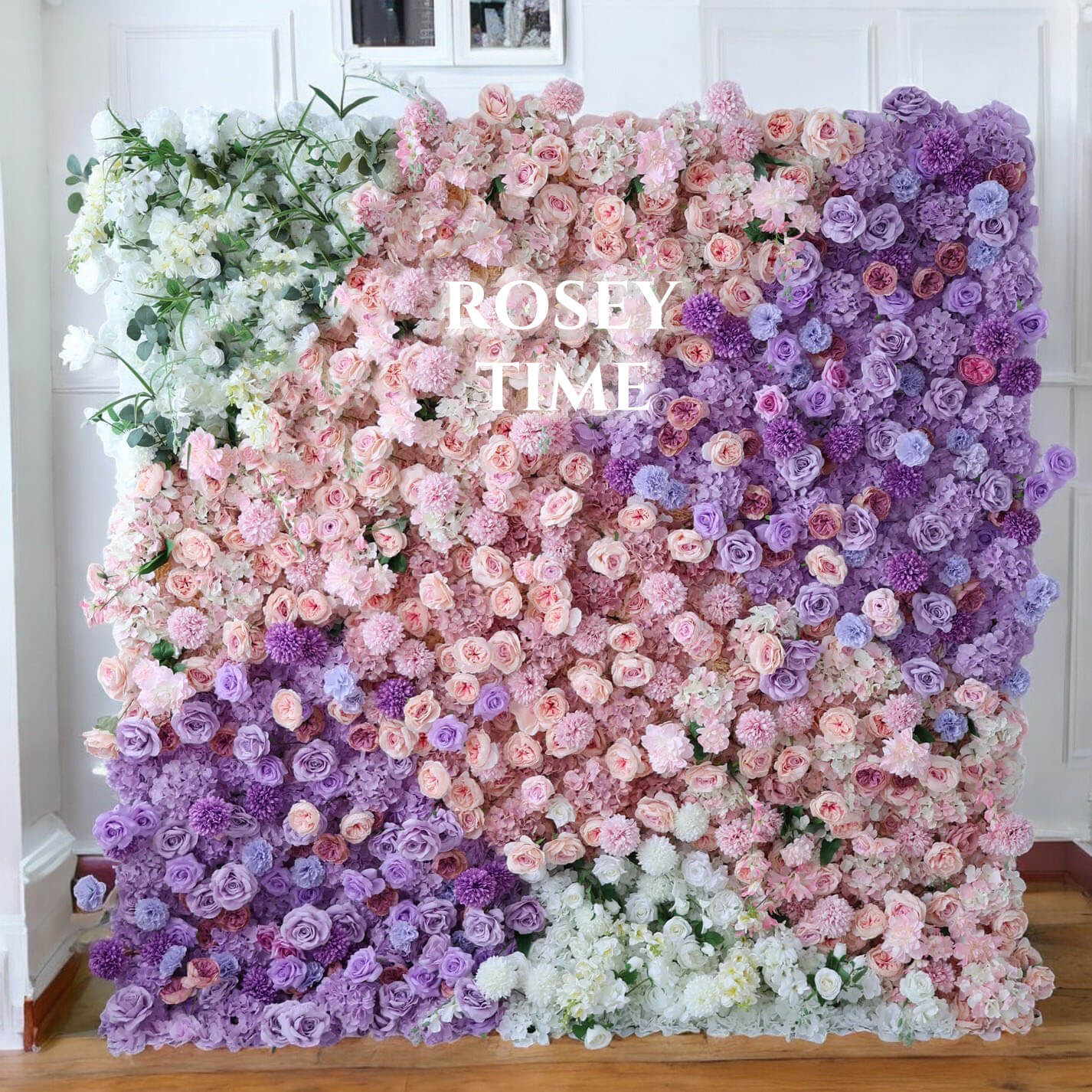 Roseytime 5D Purple&Pink Flower Wall Roll Up Fabric Back #RTW220