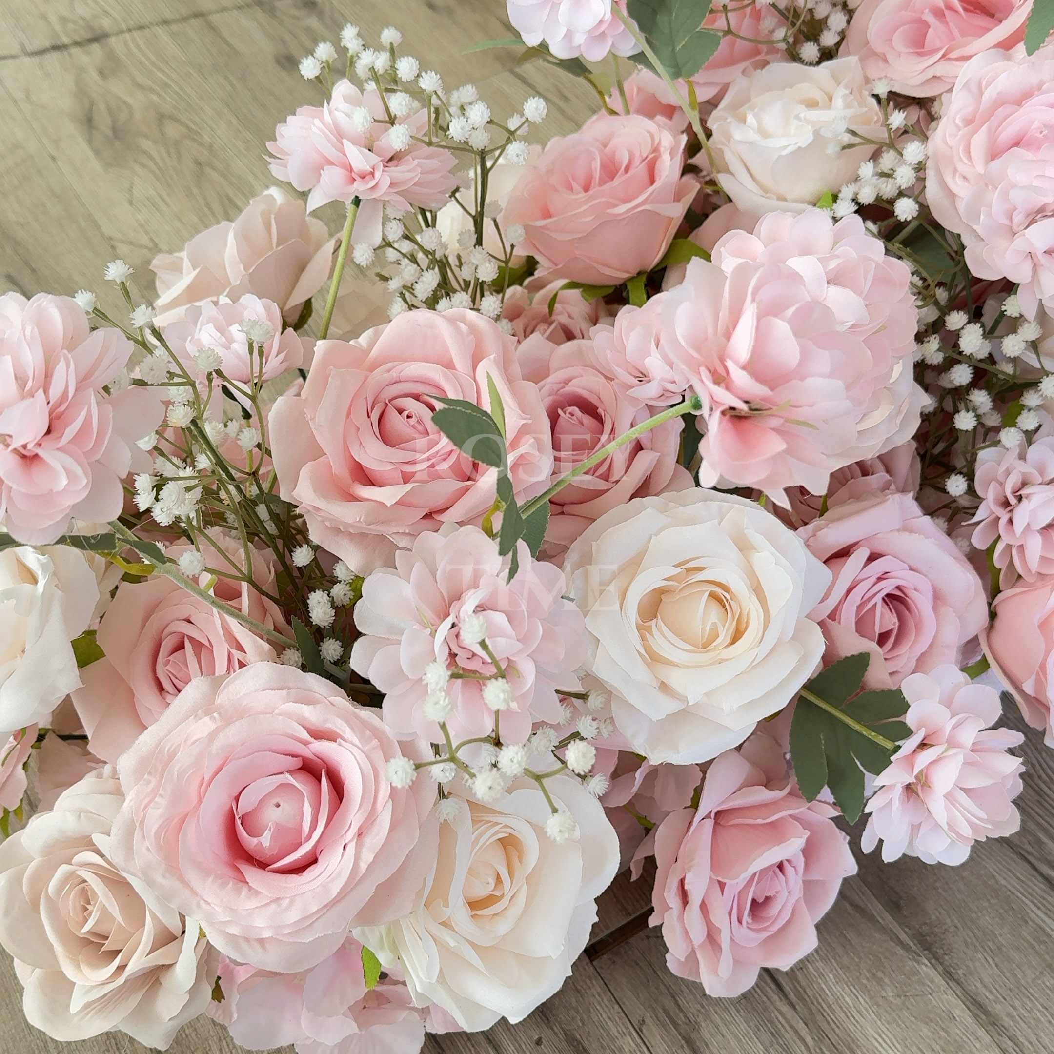 Roseytime Baby's Breath Pink Flower Runner Table Flower Decor#RTR028