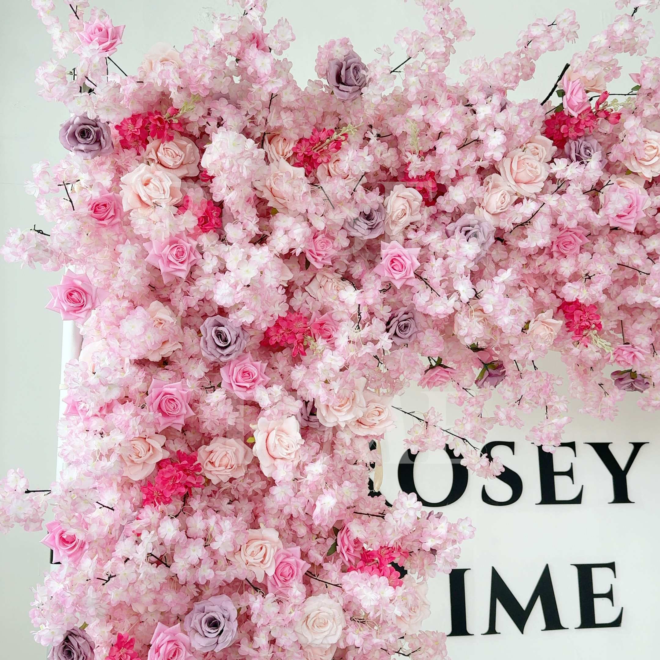 Roseytime Pink Cherry Blossoms Square Flower Arch Fabric Back Roll Up #RTA033