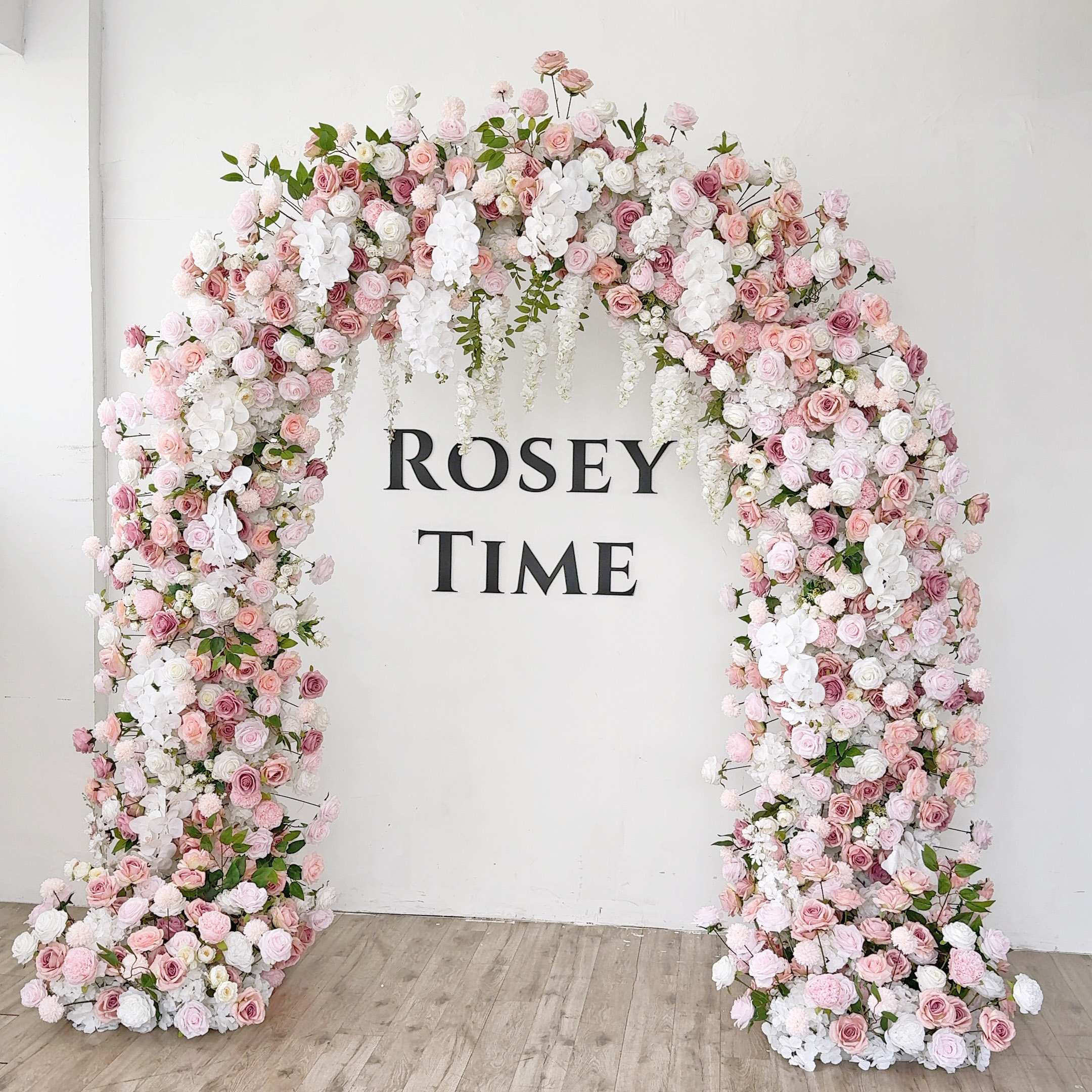 RoseyTime White&Pink Arch n-shape Round Flower Arch #RTA365