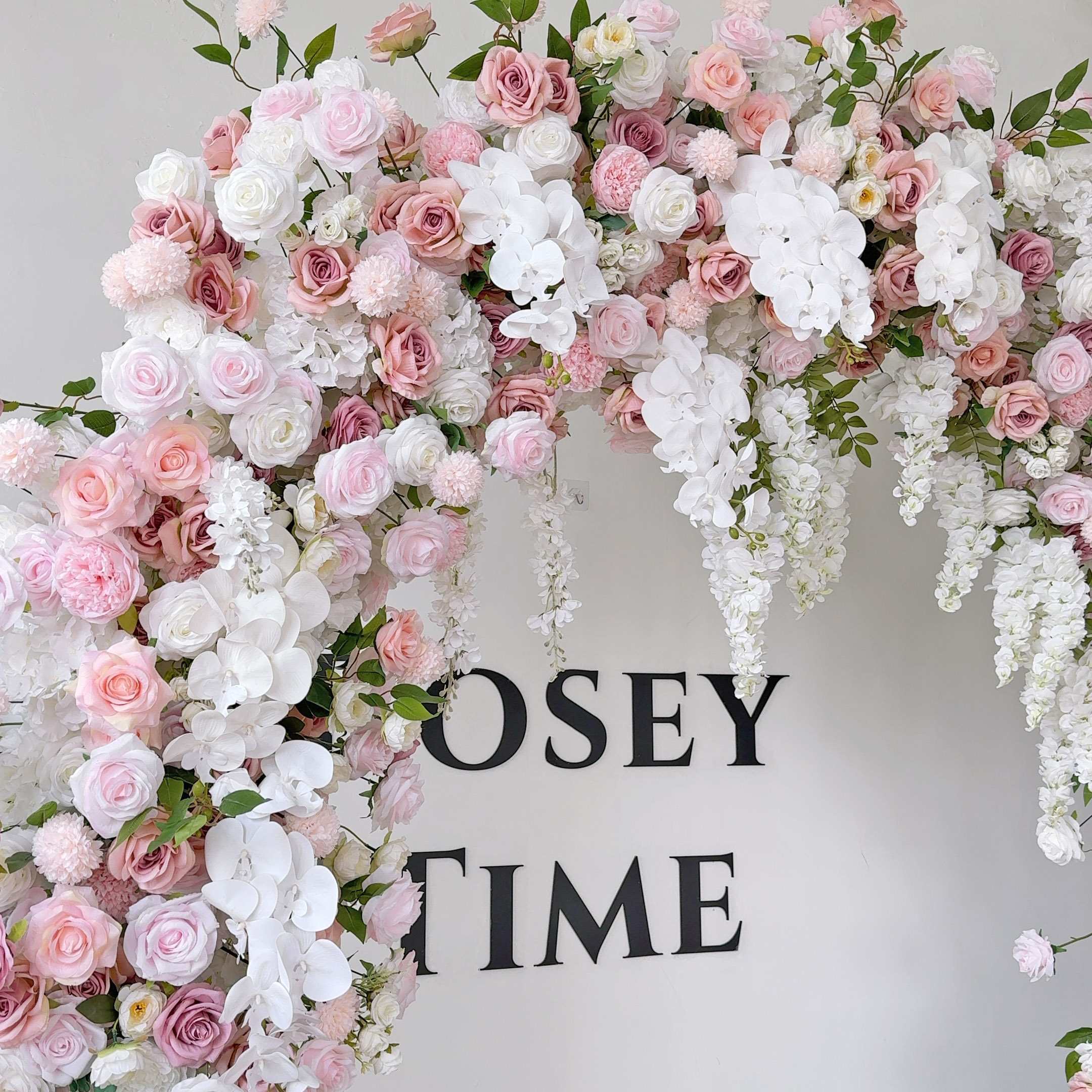 RoseyTime White&Pink Arch n-shape Round Flower Arch #RTA365