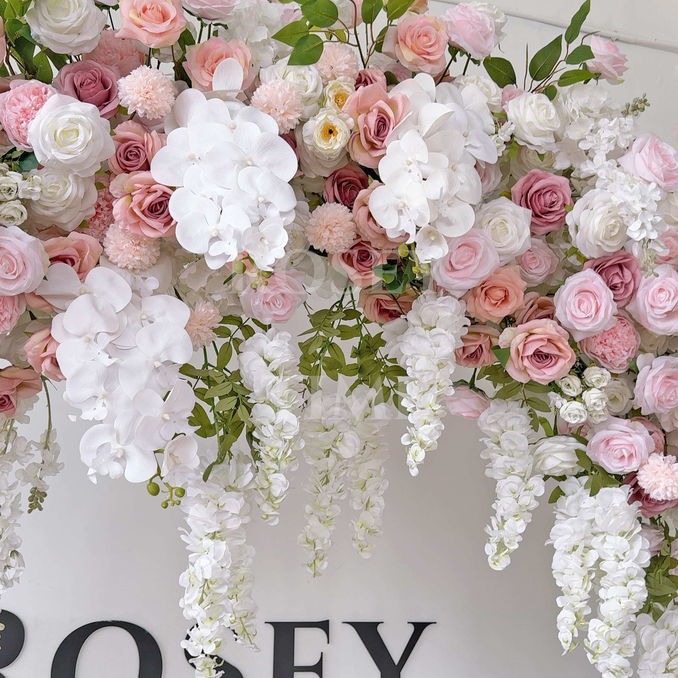 RoseyTime White&Pink Arch n-shape Round Flower Arch #RTA365