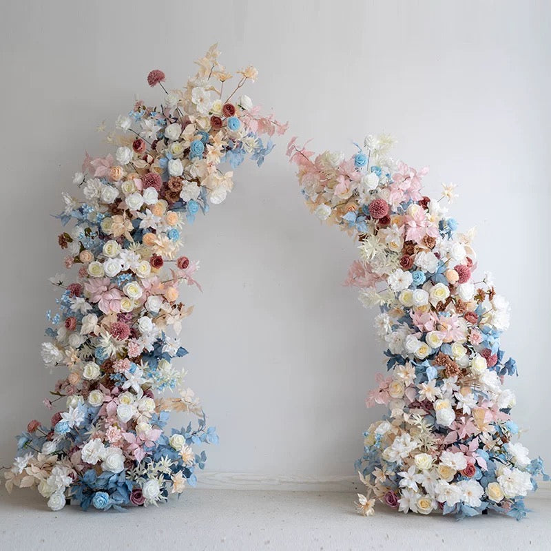 Roseytime Blue&Pink Flower Pillars Arch with Frame #RTP061