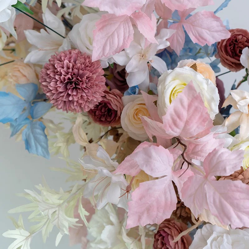Roseytime Blue&Pink Flower Pillars Arch with Frame #RTP061
