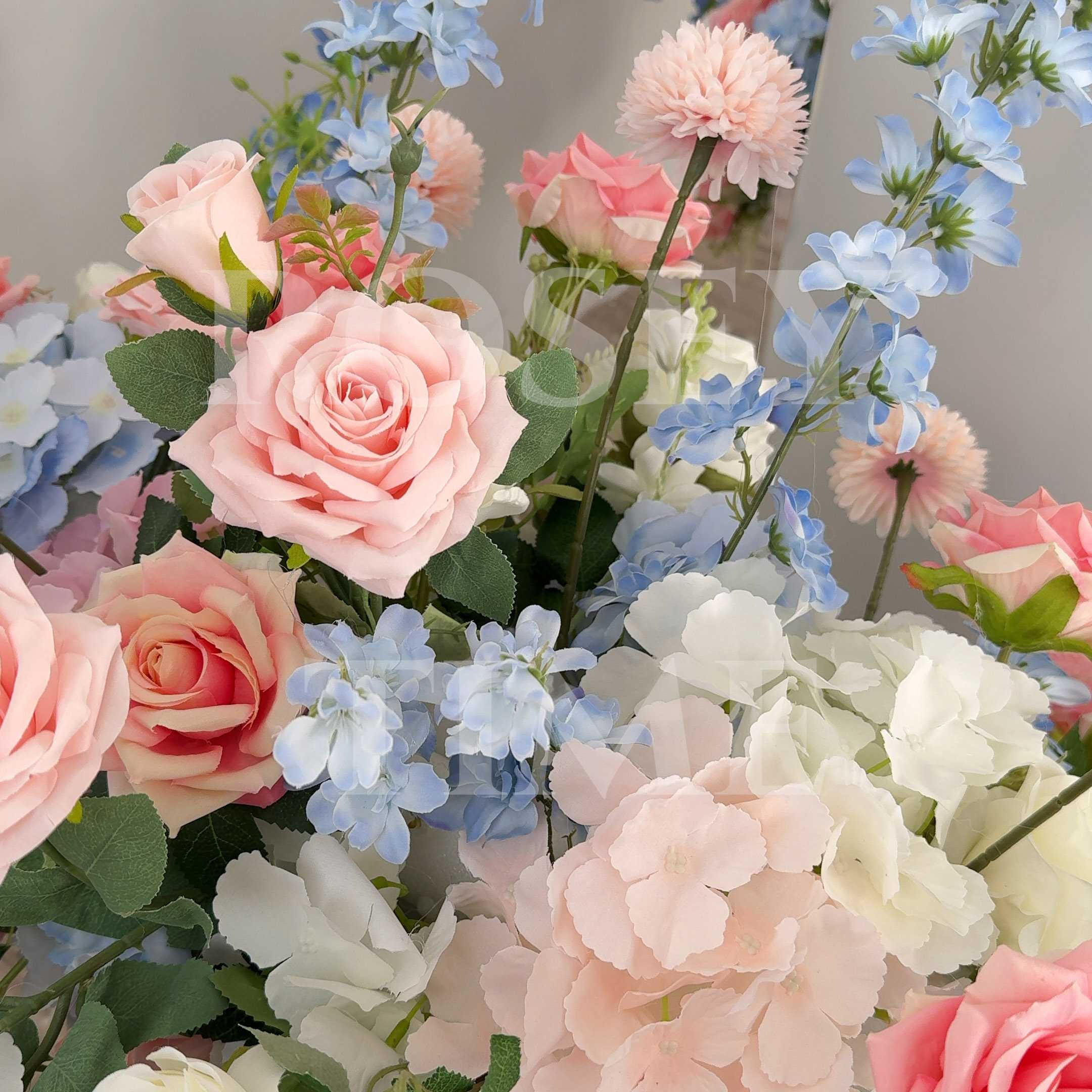 Roseytime Pastel Pink Blue Flower Runner Table Flower Decor#RTR097