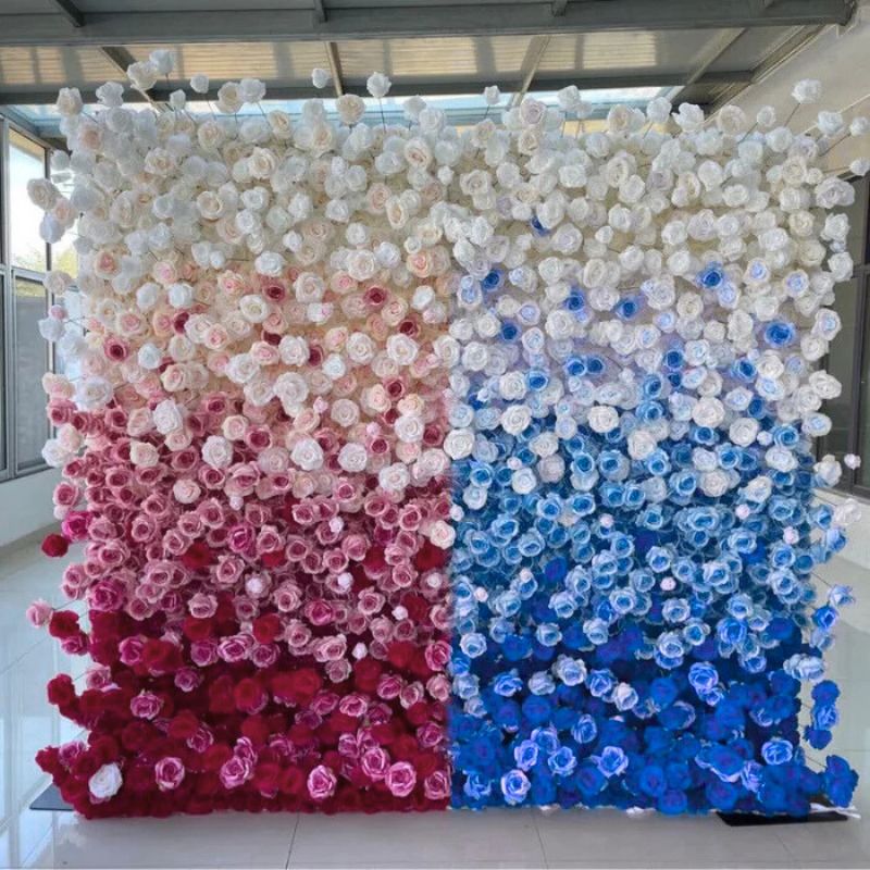 Roseytime 5D Gender Reveal Party Flower Wall Roll Up Fabric Back #RTW249