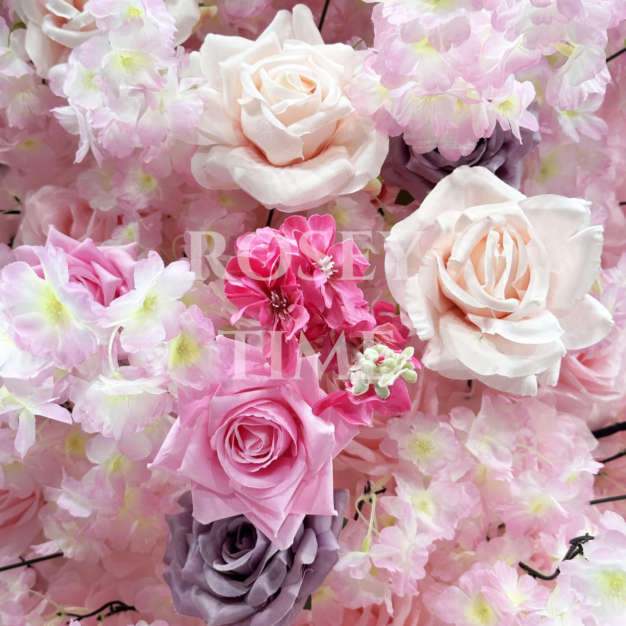 Roseytime Pink Square Flower Arch Fabric Back#RTA126