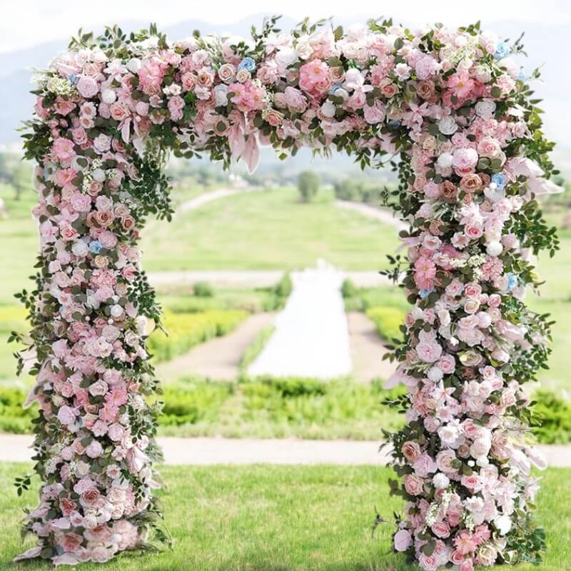 Roseytime Pink Square Flower Arch Fabric Back#RTA086