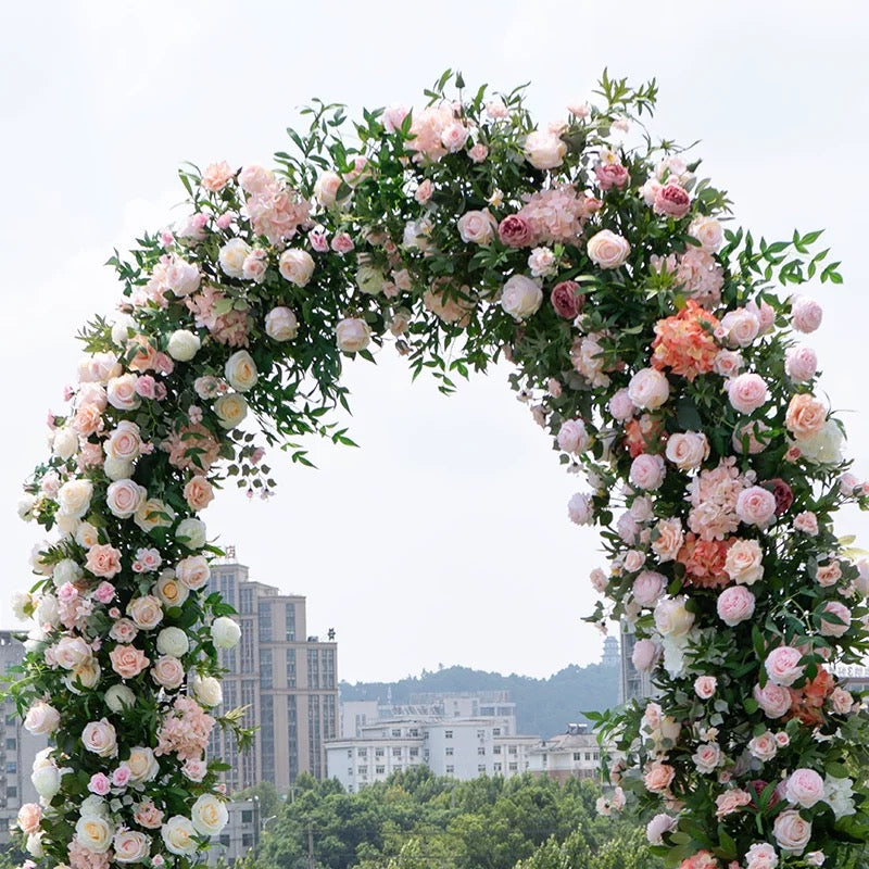 RoseyTime Pink Flower Round Arch With Frame #RTA080