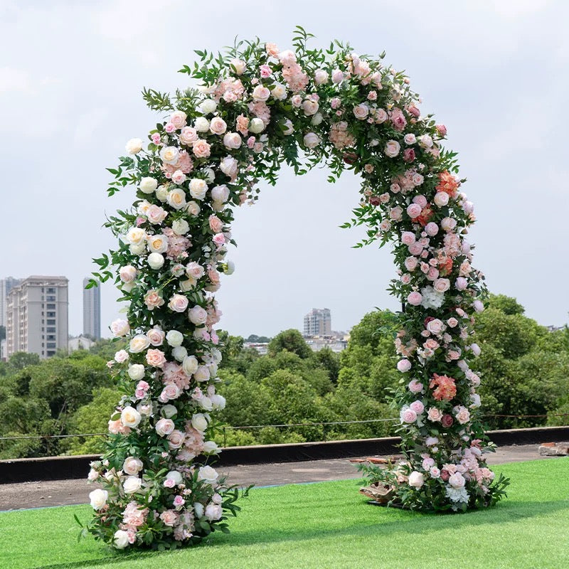 RoseyTime Pink Flower Round Arch With Frame #RTA080