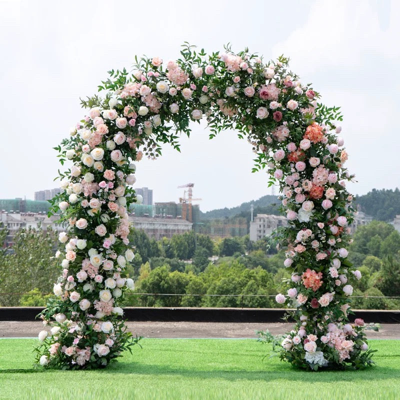 RoseyTime Pink Flower Round Arch With Frame #RTA080