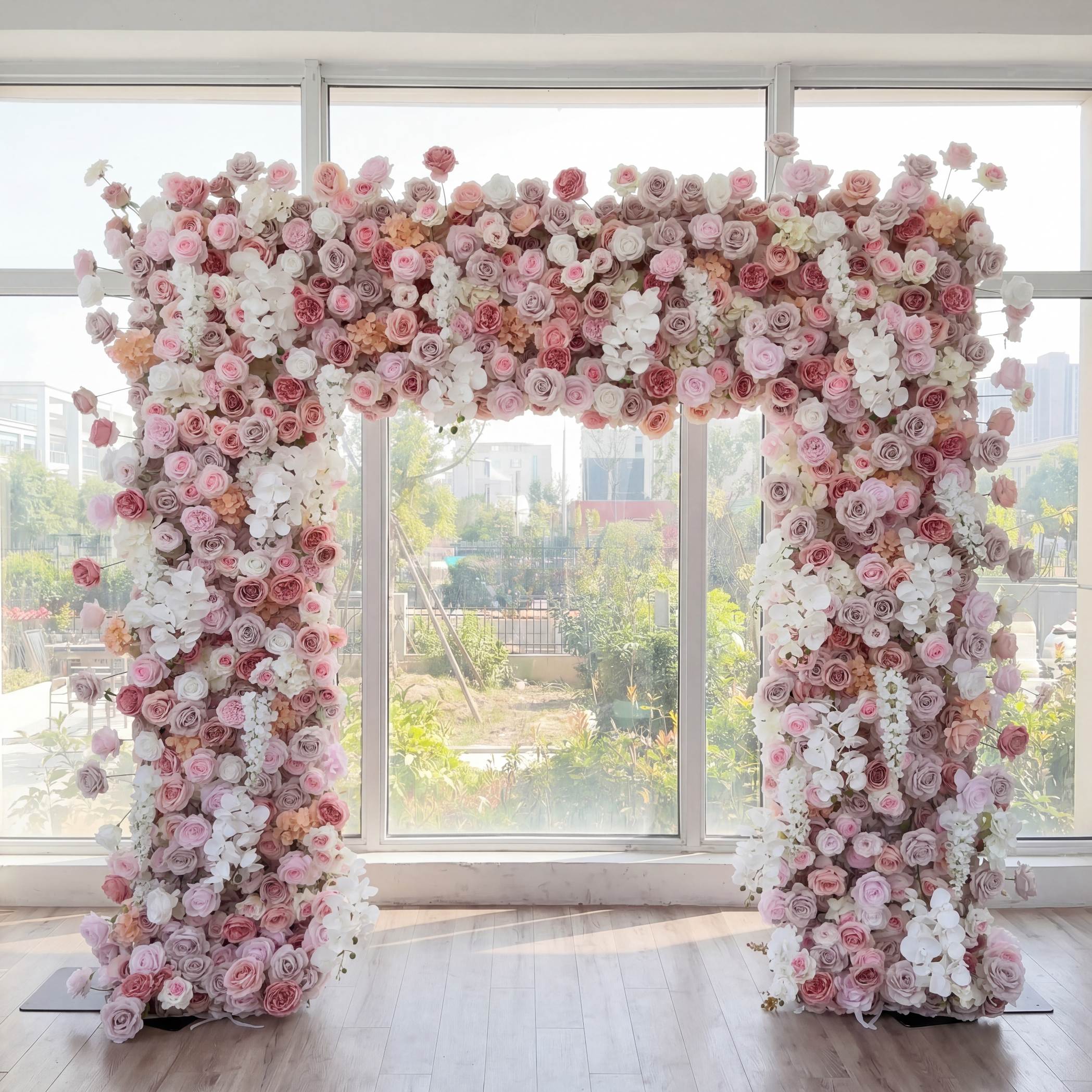 Roseytime Pink Square Flower Arch Fabric Back#RTA086