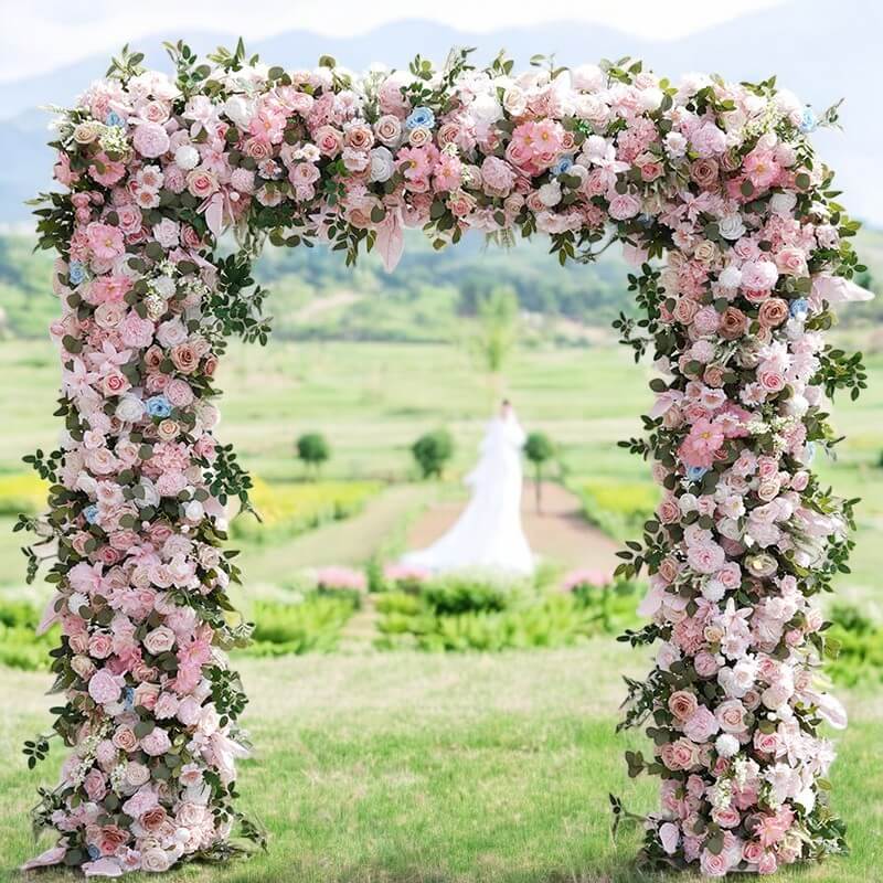 Roseytime Pink Square Flower Arch Fabric Back#RTA086