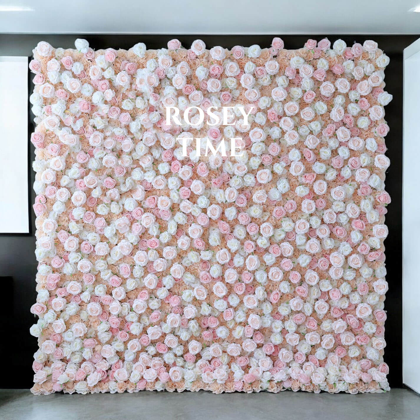 Roseytime 3D Pink Flower Wall Roll Up Fabric Back #RTW222